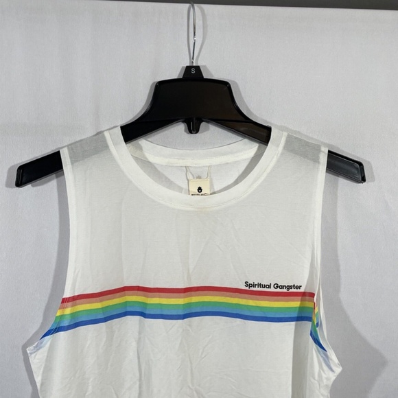 NEW $62 Spiritual Gangster [ Large ] Rainbow Muscle‎ Tank Top in White - Picture 7 of 16